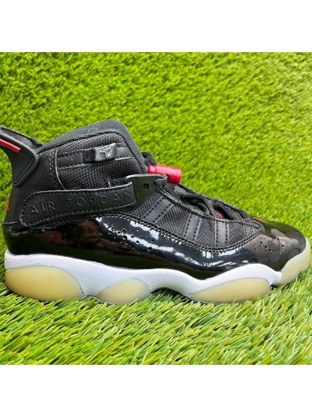 Nike Air Jordan 6 Rings Boys Size 4.5Y Black Athletic Basketball Shoes Sneakers